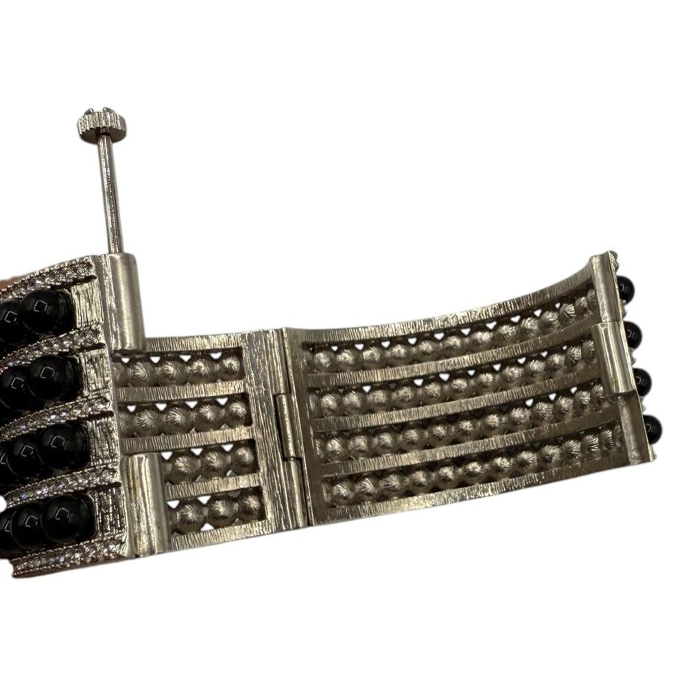 Chanel Multi Strand Bead and Crystal Silver Cuff - Picture 7 of 12